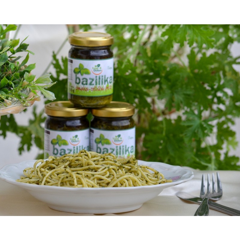 Bio bazilika v olju zeliščni pesto 135 g vege & dobro