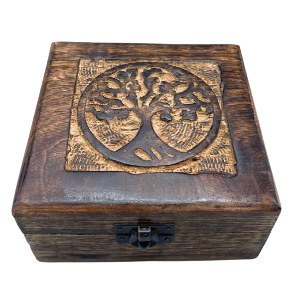 Kvadratna lesena škatla za spominke 13x13x6 cm -