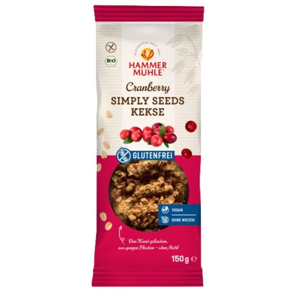 Bio piškotisimply seeds z brusnicami 150 g Hammer Muhle