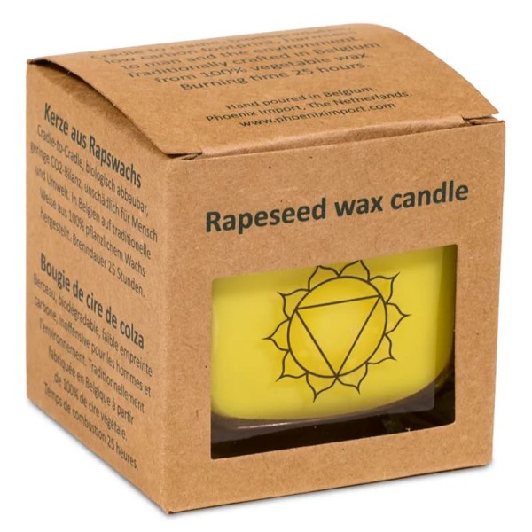 Dišeča sveča v steklu 3. čakra 6x6x6 cm