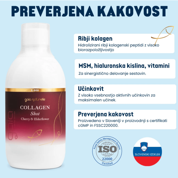 Kolagen shot češnja & bezeg 500ml Gaia naturelle