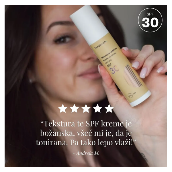 Mineralna zaščitna krema za obraz spf 30 tonirana 50 ml Hemptouch