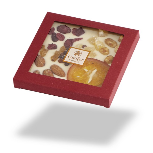 Čokoladna tablica, bela posuta 110g LUCIFER