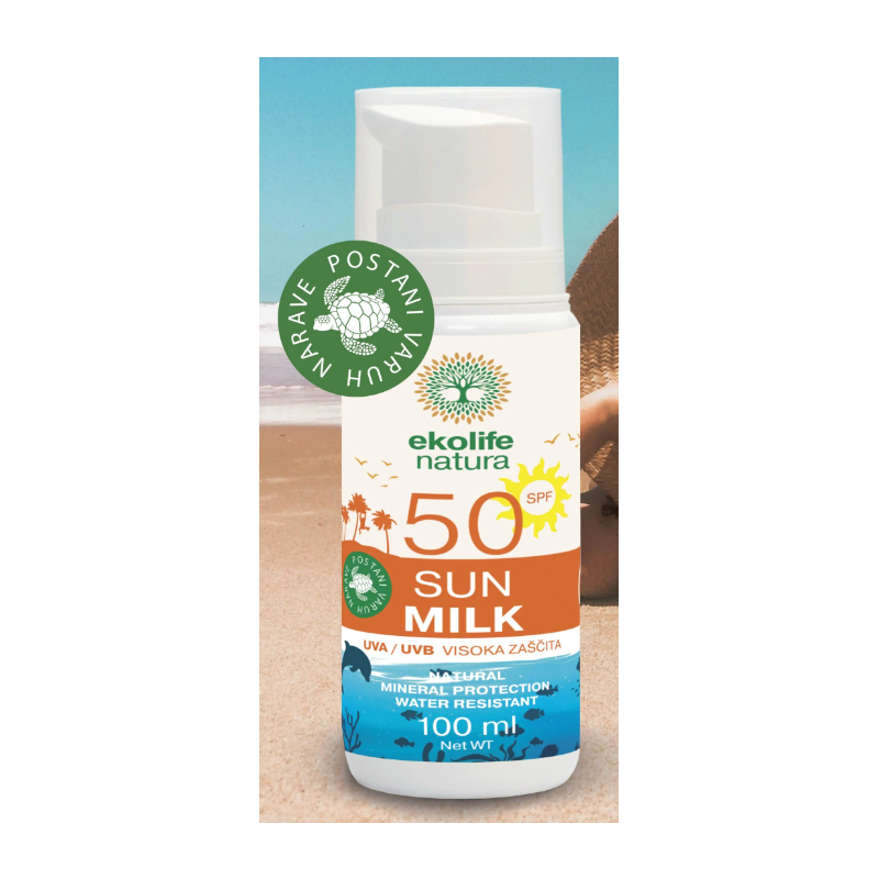Mleko za zaščito pred soncem spf 50, 100 ml Ekolife natura