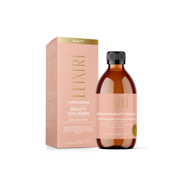 HIDROLIZIRAN BEAUTY COLLAGEN, okus bele in rumene breskve 240 ml Elixire
