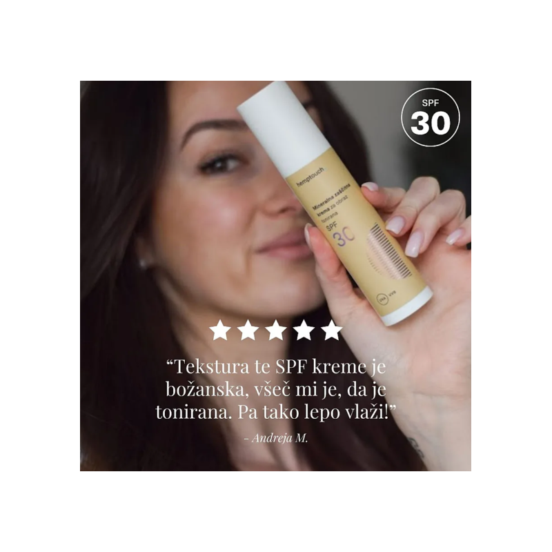 Mineralna zaščitna krema za obraz spf 30 tonirana 50 ml Hemptouch