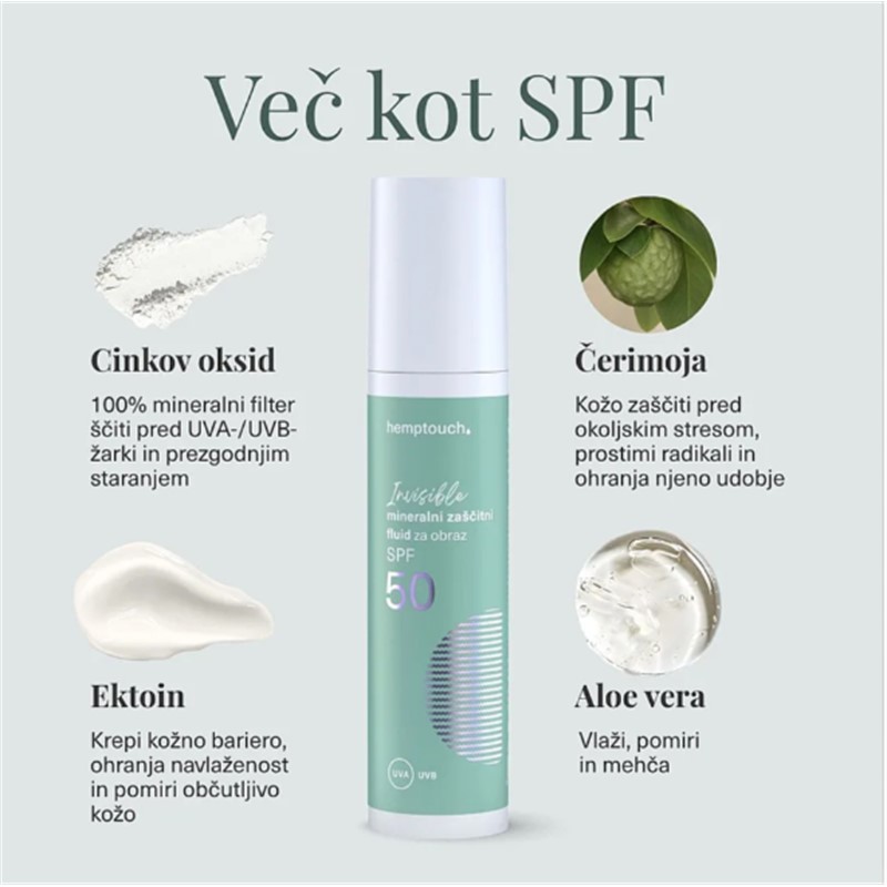 Invisible mineralni zaščitni fluid 50ml Hemptouch