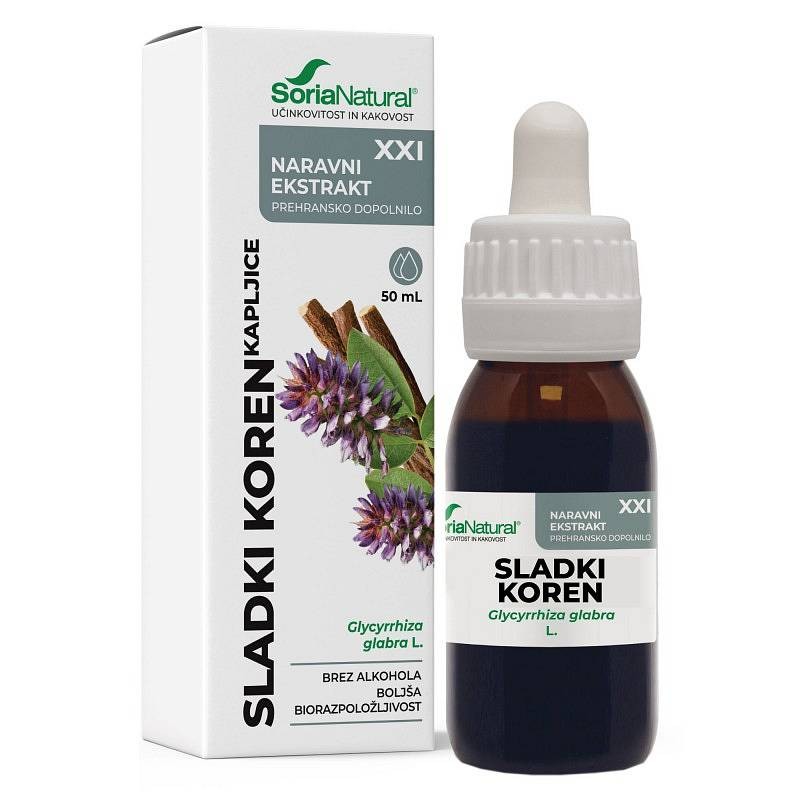 Kapljice sladki koren XXI 50ml Soria Natural