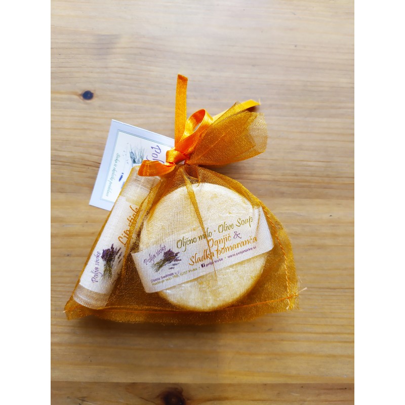 Vrečka milo + lipstick ognjič Polja sivke