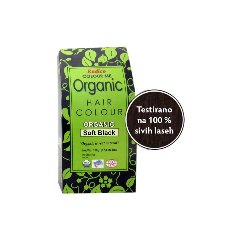 Rastlinski prah za barvanje las MEHKO ČRNA 100g Radico