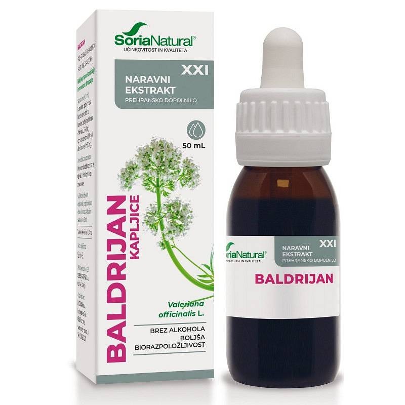 Kapljice baldrijan XXI 50ml Soria Natural
