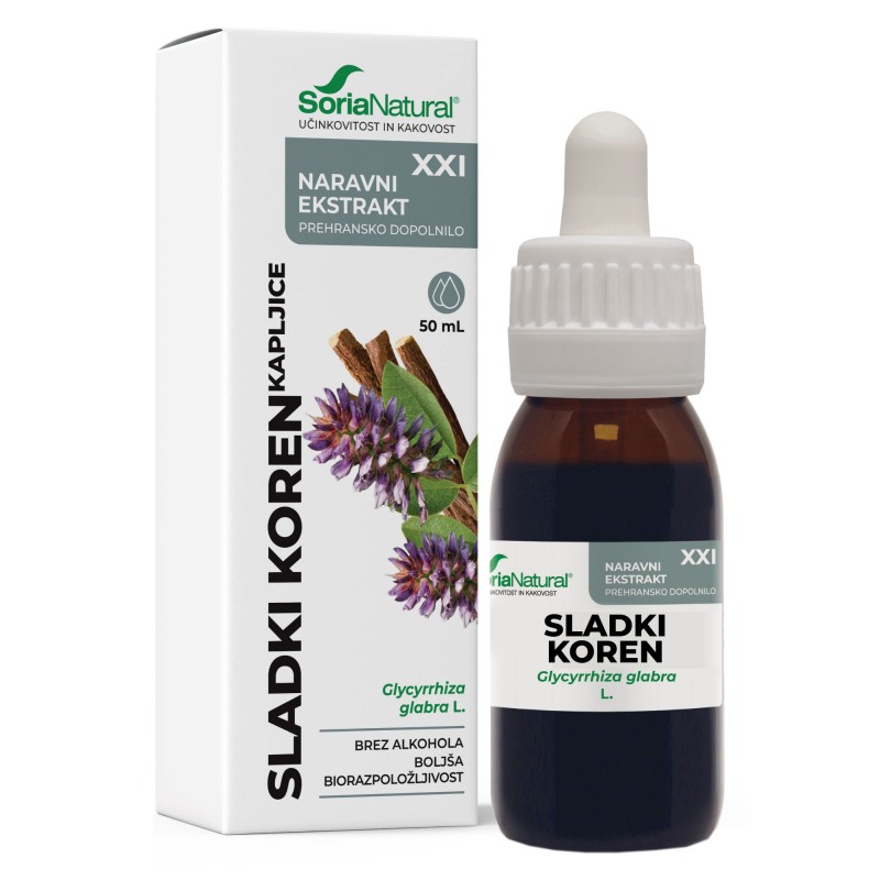 Kapljice sladki koren XXI 50ml Soria Natural
