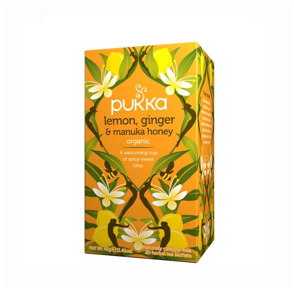 Čaj LIMONA; INGVER IN MANUKA MED 20 vrečk Pukka
