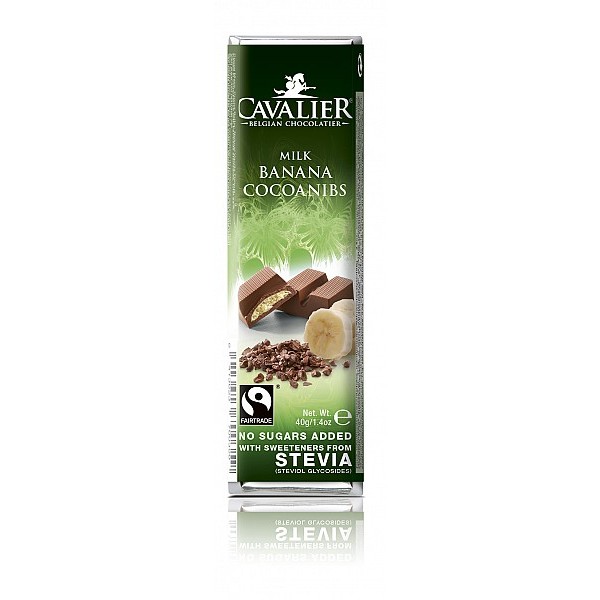 Čokolada z bananinimi koščki kakava 40g Cavalier