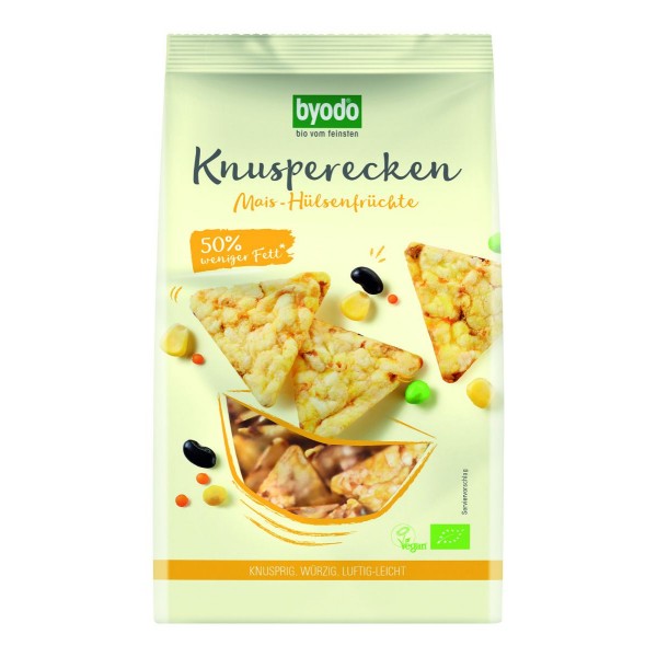 Bio koruzni hrustljavi prigrizek s stročnicami 90g Byodo