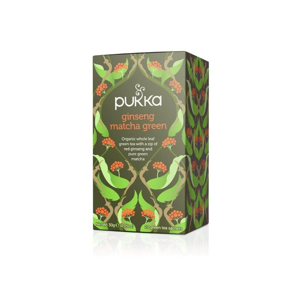 Zeleni čaj matcha z ginsengom 20 vrečk Pukka