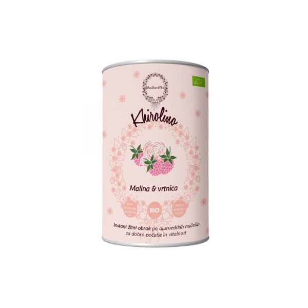 Bio Instant žitni obrok Khirolino Malina in vrtnica, 330 g, MadhuraVita