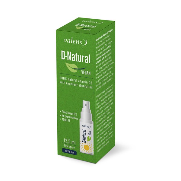 D-natural vegansko pršilo 1000 IU 12,5ml Valens