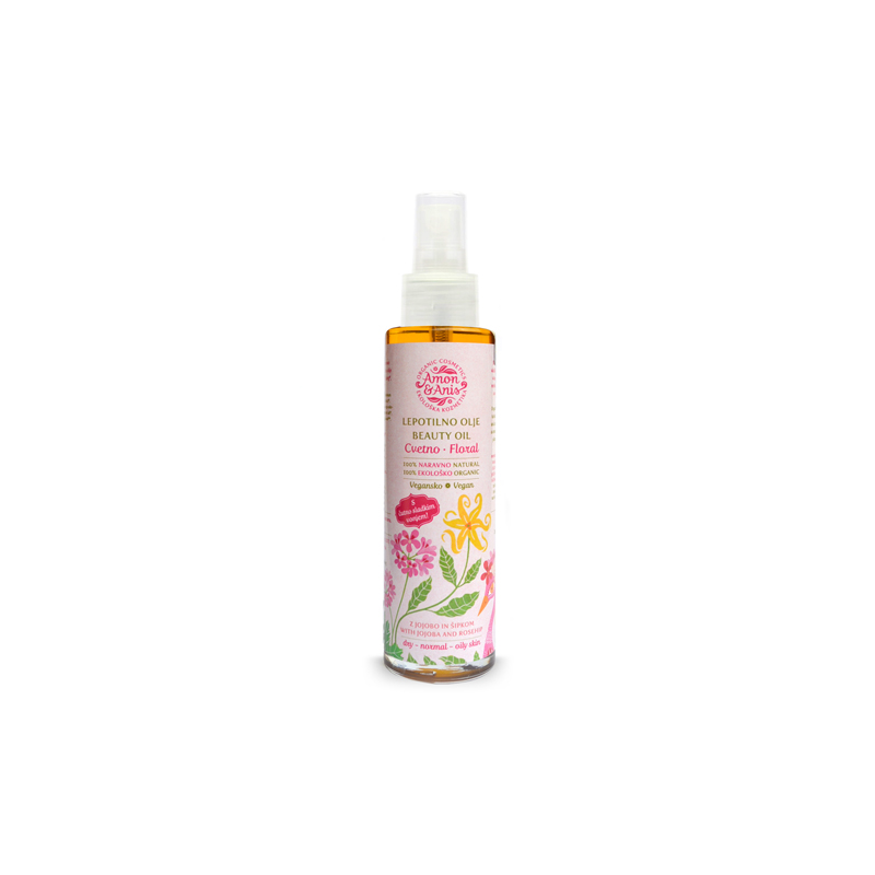 Lepotilno Cvetno olje (jojoba, šipek), 108 ml, AmonAnis