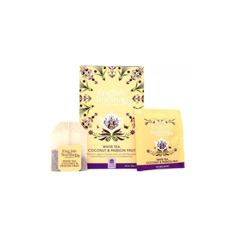 Bio beli čaj kokos & pasionka 40g English Tea Shop