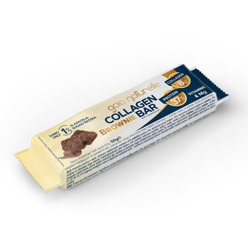 Proteinska ploščica s KOLAGENOM Browni 50g gaia naturelle