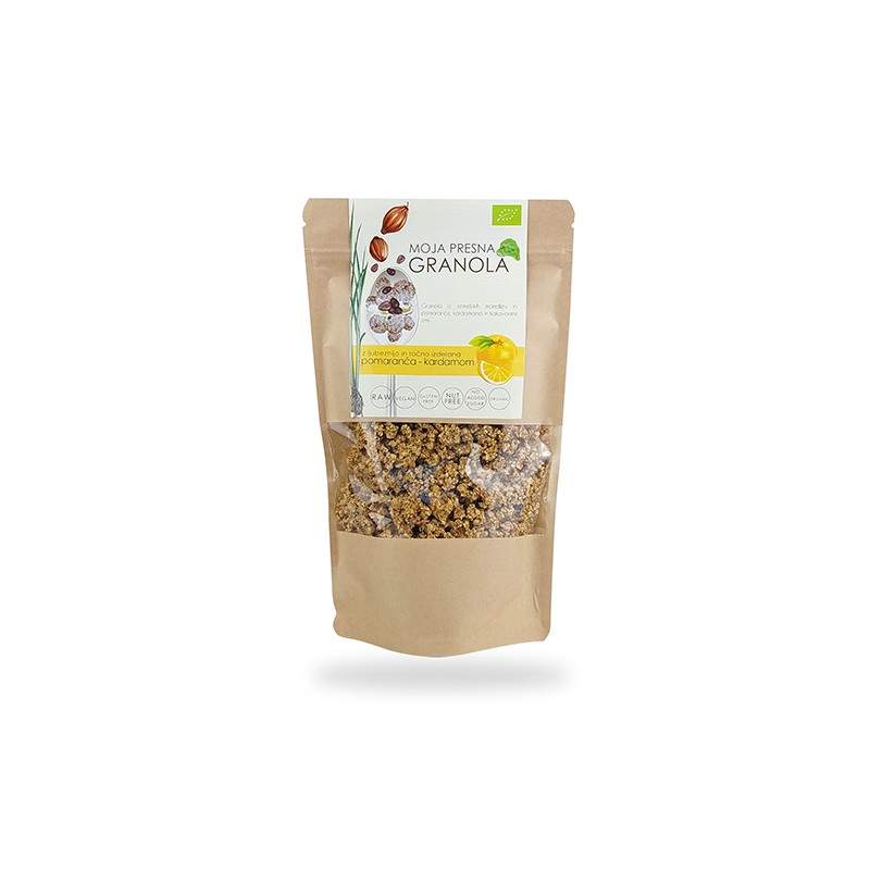 Presna ekološka granola pomaranča – kardamom 230 g drobTinka