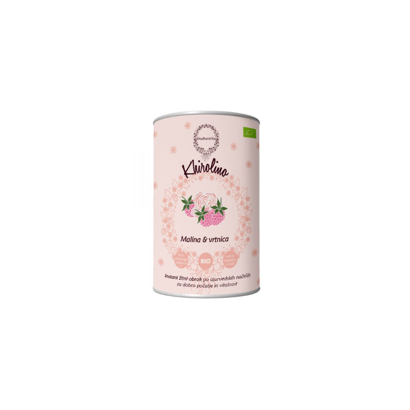 Bio Instant žitni obrok Khirolino Malina in vrtnica, 330 g, MadhuraVita