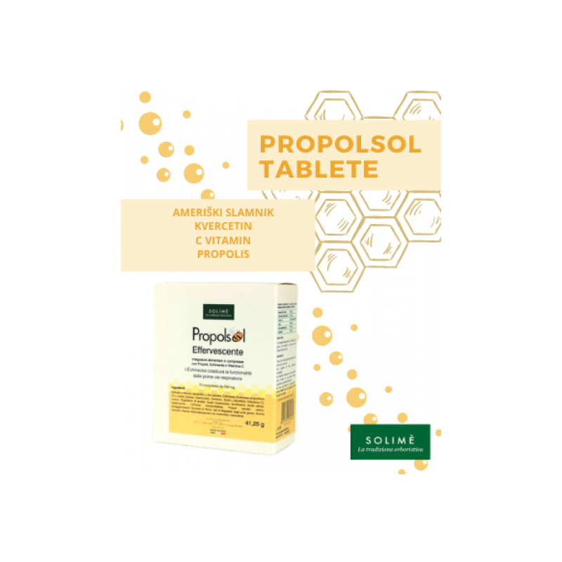 Propolsol žvečljive tablete s propolisom, ameriškim slamnikom in C vitaminom 30 tablet Solime