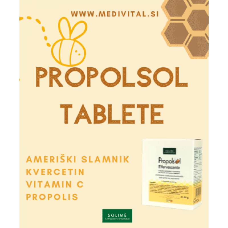 Propolsol žvečljive tablete s propolisom, ameriškim slamnikom in C vitaminom 30 tablet Solime